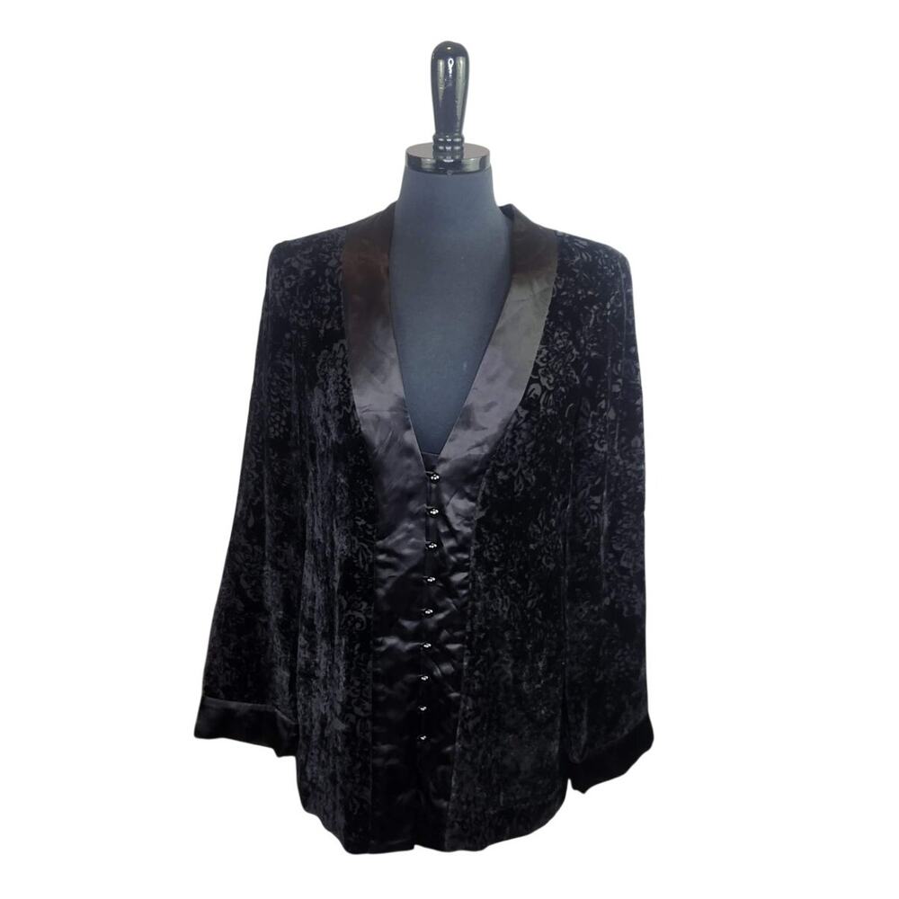 Isabella Bird Black Burnout Velvet Jacket Silk Trim Dark Romance Goth